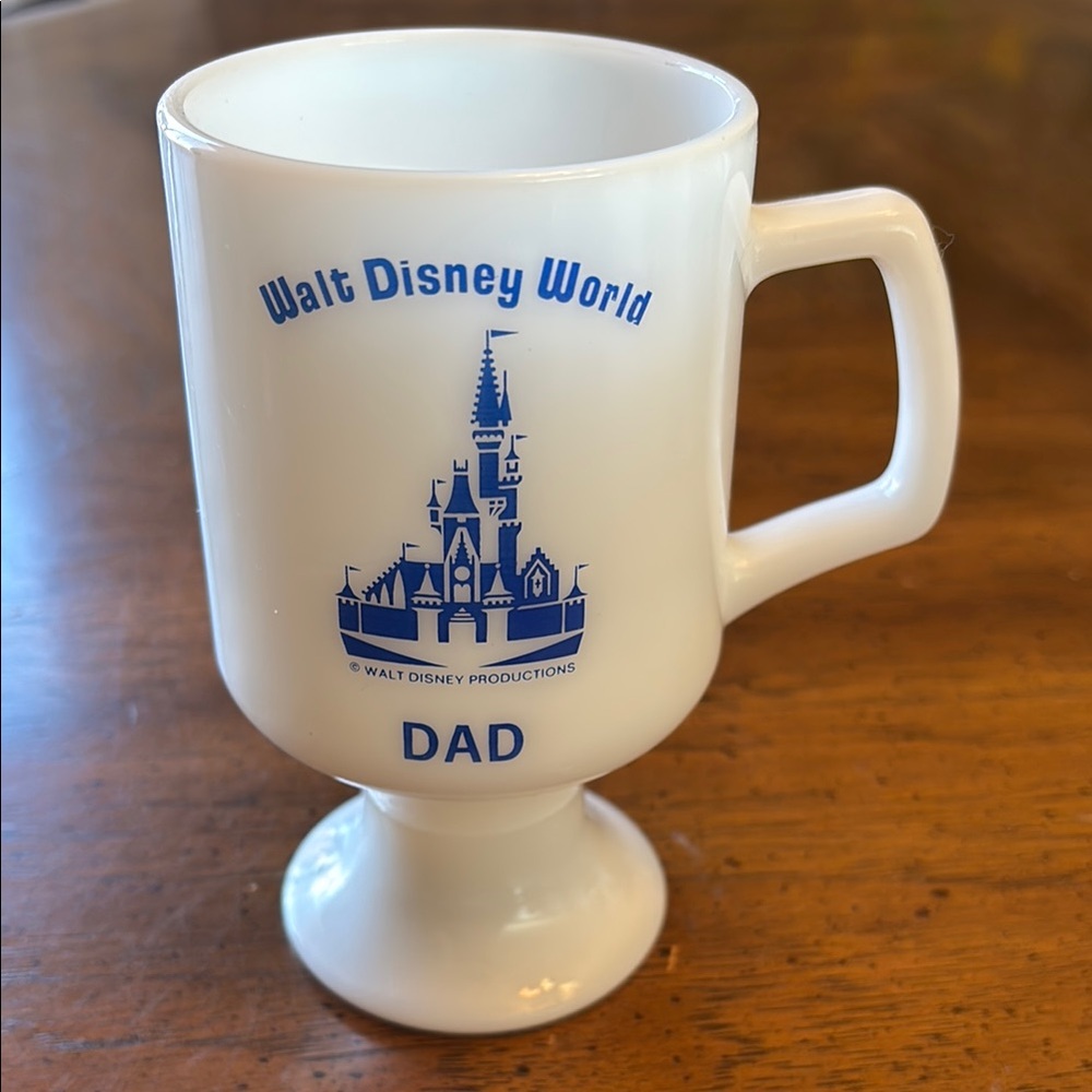 Vintage Walt Disney World Milk Glass Coffee Mug “Dad”